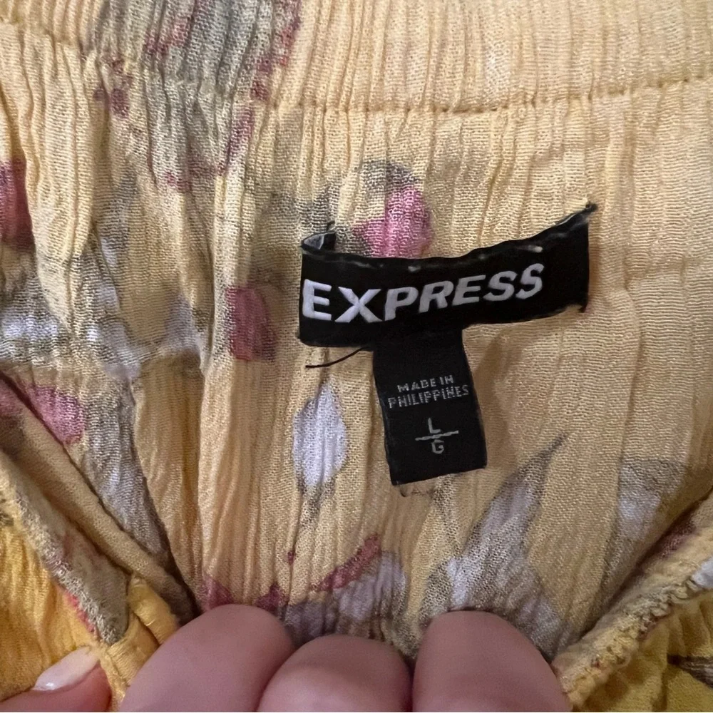 Express Yellow Floral Strapless Mini Dress, Large - Picture 4 of 5